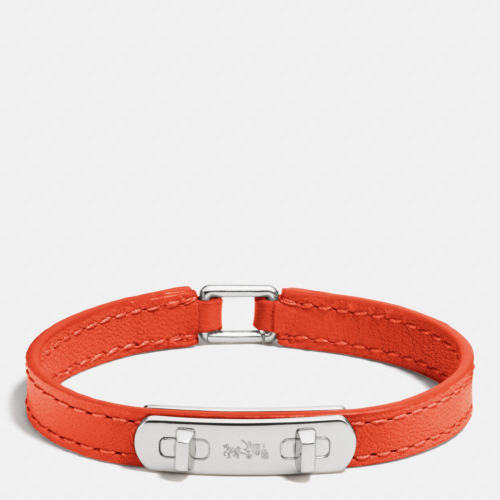 COACH LEATHER SWAGGER BRACELET - SILVER/ORANGE - f90702