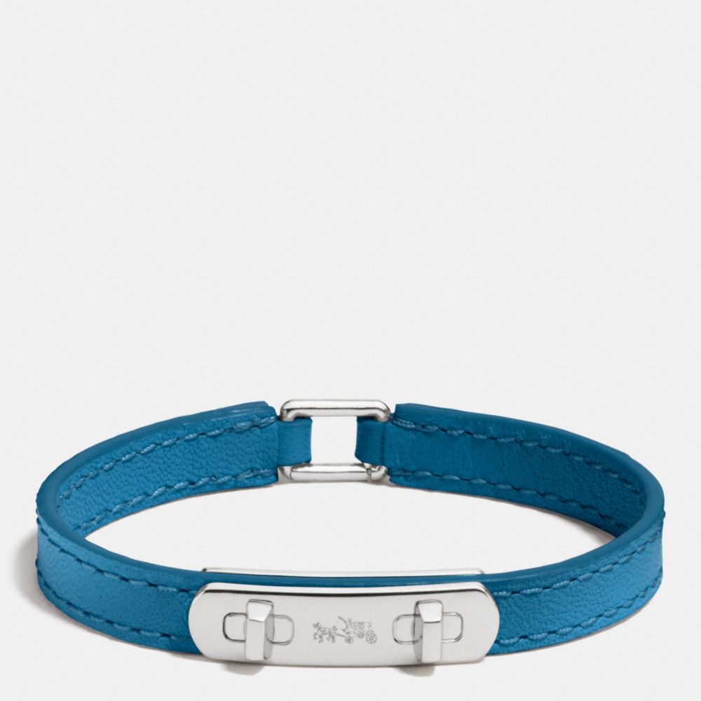 COACH f90702 LEATHER SWAGGER BRACELET SILVER/PEACOCK