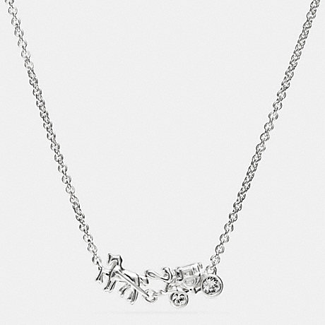 COACH STERLING PAVE HORSE AND CARRIAGE NECKLACE - SILVER/CLEAR - f90721
