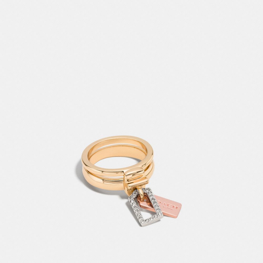 COACH PAVE MIXED TAGS STACKED RING - MULTICOLOR - f90732