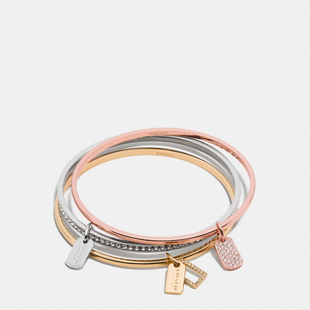 COACH f90736 PAVE MIXED TAGS BANGLE SET MULTICOLOR