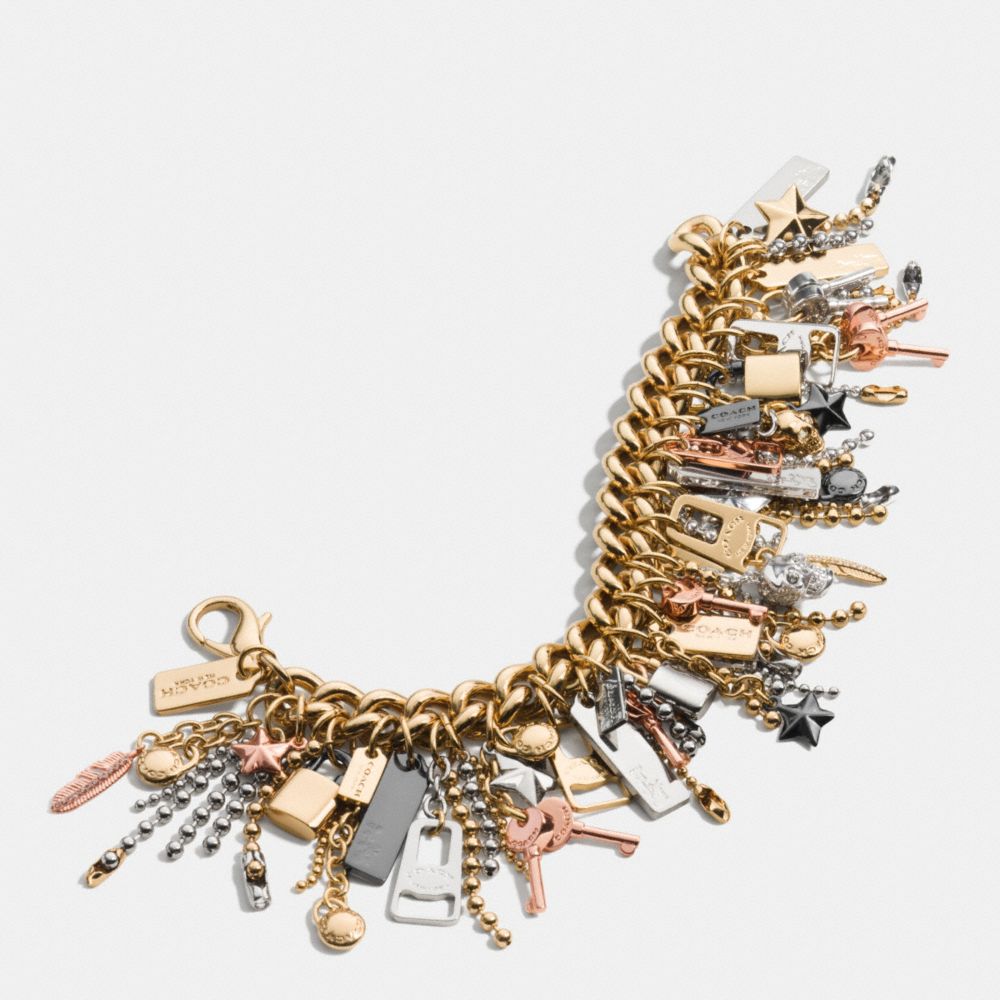 COACH MIXED METAL ICONS CURBCHAIN BRACELET - MULTICOLOR - f90747