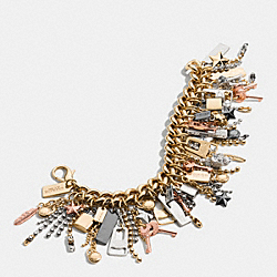 MIXED METAL ICONS CURBCHAIN BRACELET - f90747 - MULTICOLOR