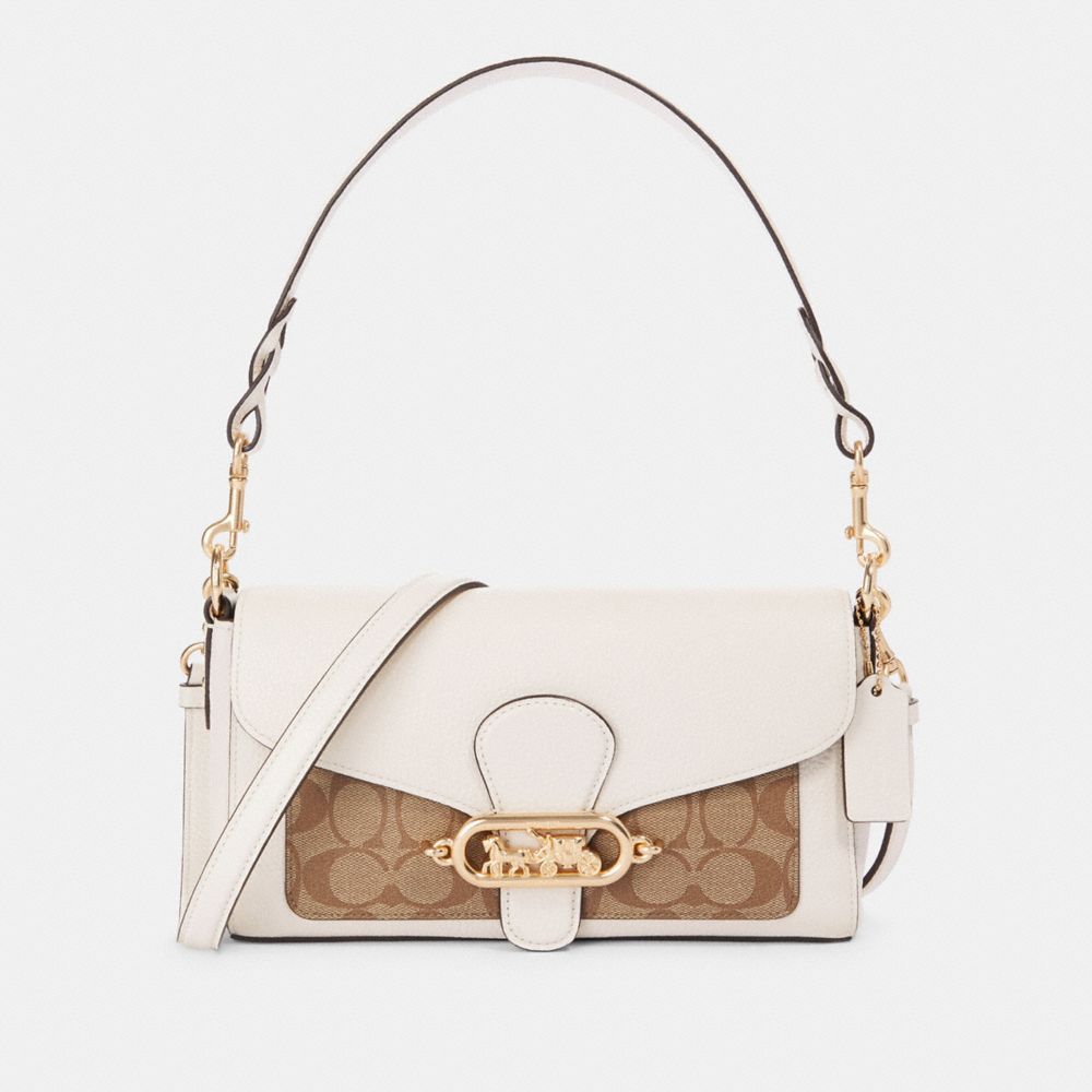 COACH SMALL JADE SHOULDER BAG WITH SIGNATURE CANVAS DETAIL - IM/KHAKI/CHALK - F90782