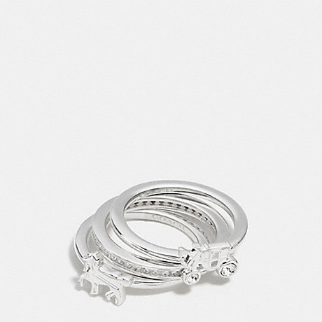 COACH STERLING PAVE HORSE AND CARRIAGE RING SET - SILVER/CLEAR - f90784