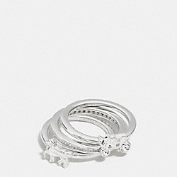 STERLING PAVE HORSE AND CARRIAGE RING SET - SILVER/CLEAR - COACH F90784