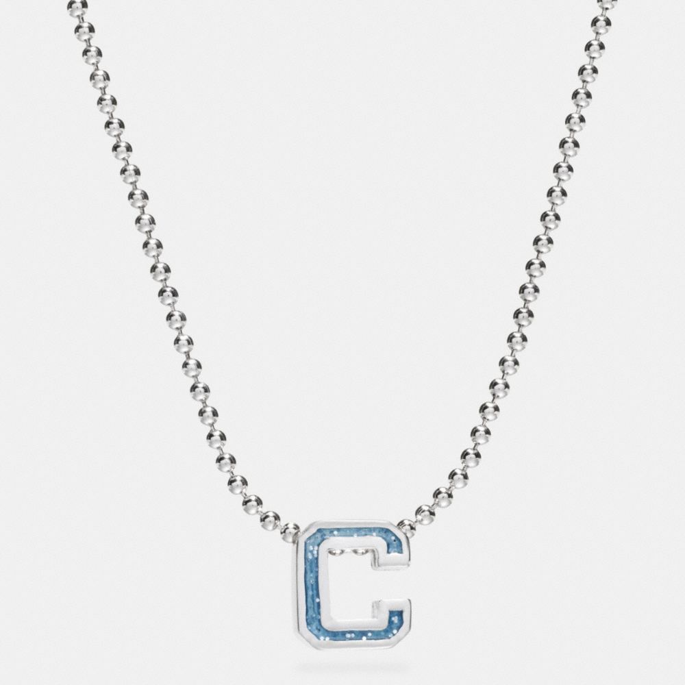 COACH BOXED VARSITY C NECKLACE - SILVER/SLATE - f90810