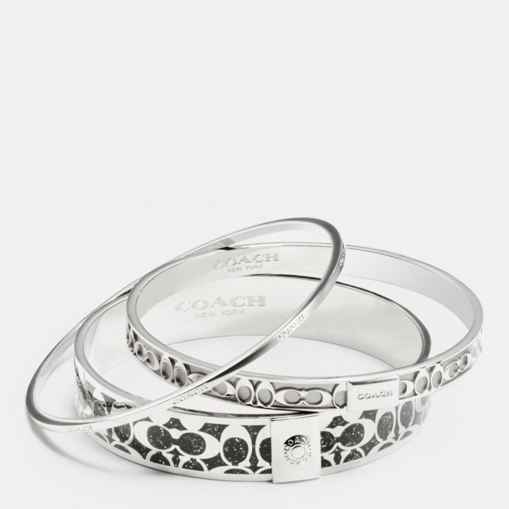 COACH f90812 SIGNATURE BANGLE SET SILVER/GREY