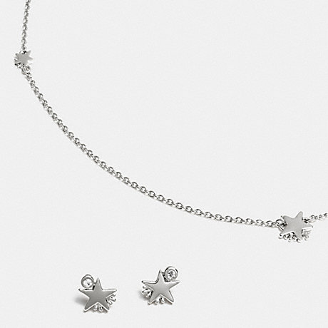COACH F90813 SHOOTING STAR NECKLACE AND EARRINGS SILVER/SILVER