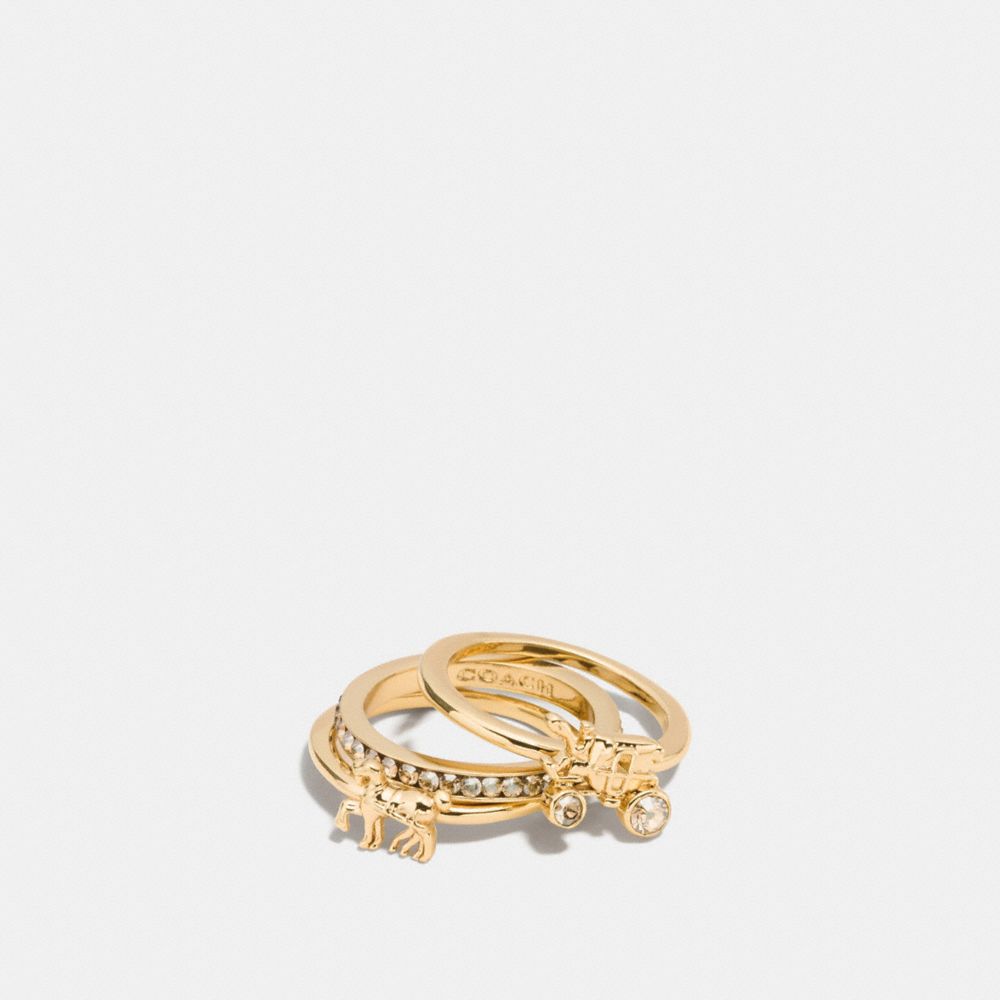 PAVE HORSE AND CARRIAGE RING SET - COACH f90820 - GOLD