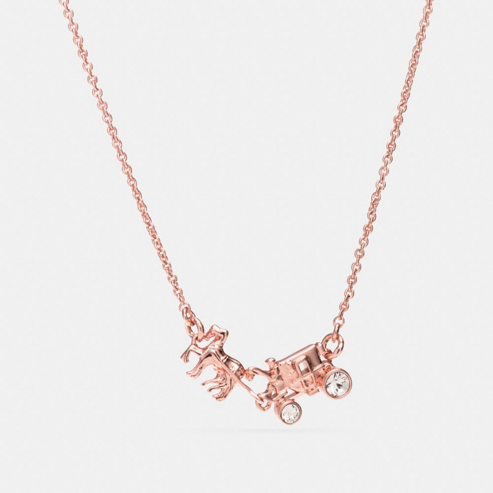 HORSE AND CARRIAGE NECKLACE - f90822 - ROSEGOLD