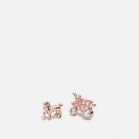 COACH PAVE HORSE AND CARRIAGE STUD EARRINGS - ROSEGOLD - f90823