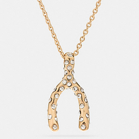 COACH F90828 PAVE WISHBONE NECKLACE -GOLD