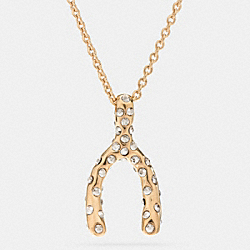 COACH F90828 Pave Wishbone Necklace  GOLD