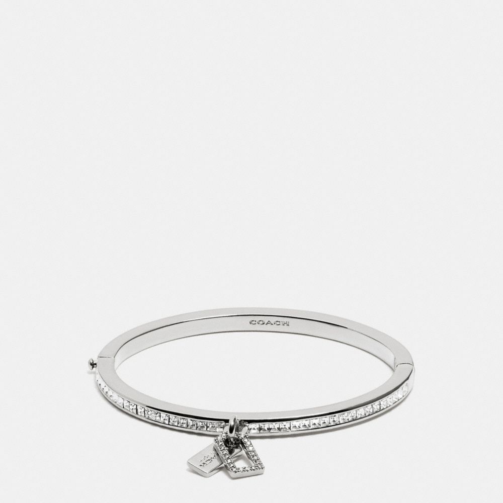 BOXED PAVE MULTI HANGTAG HINGED BANGLE - f90837 - SILVER/CLEAR