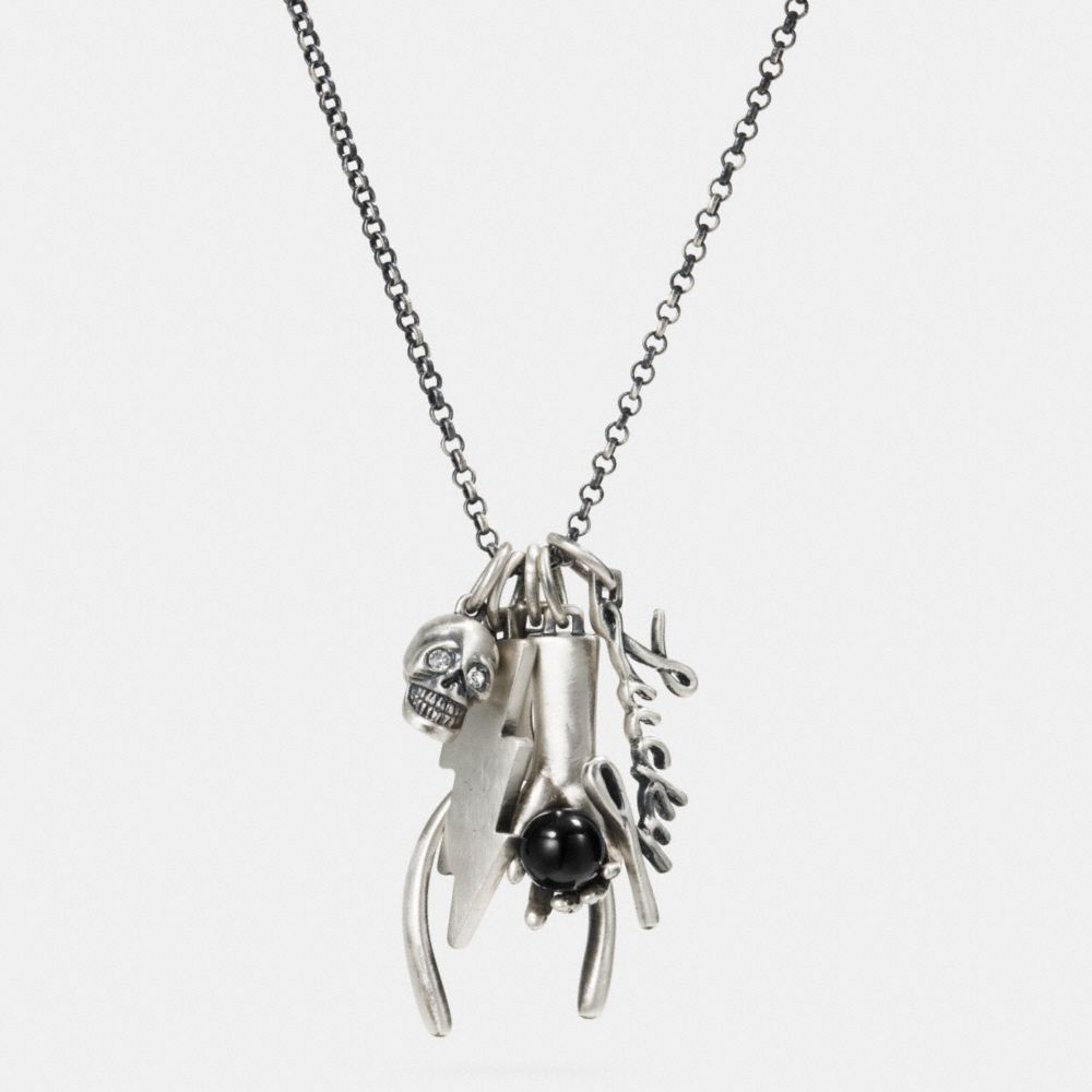 FOUND OBJECTS CHARM NECKLACE - f90884 - SILVER/MULTI