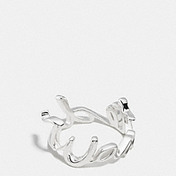 COACH STERLING WANTED SCRIPT RING - SILVER/SILVER - F90887