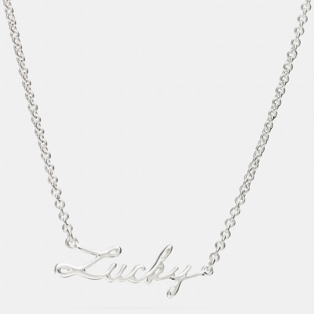 STERLING LUCKY SCRIPT NECKLACE - f90890 - SILVER/SILVER