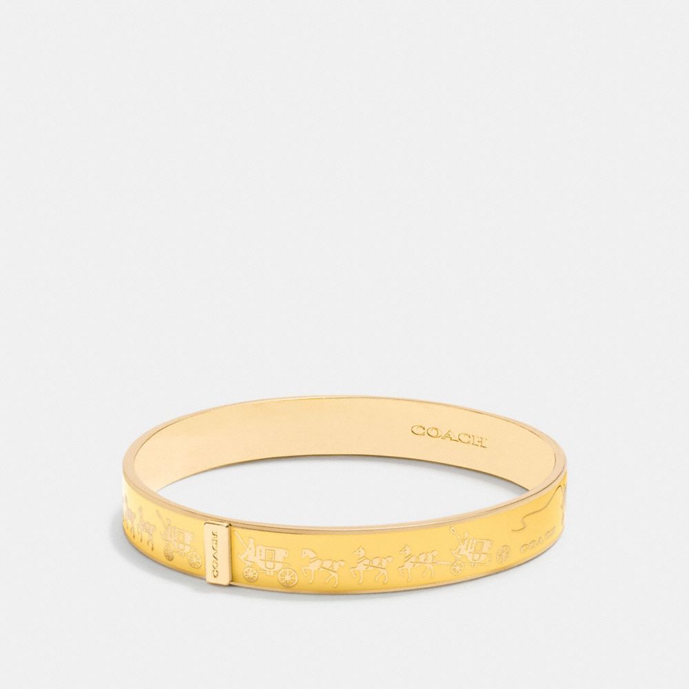 HORSE AND CARRIAGE ENAMEL BANGLE - f90912 - GOLD/CANARY
