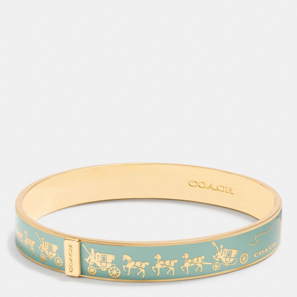 HORSE AND CARRIAGE ENAMEL BANGLE - f90912 - GOLD/SEAGLASS