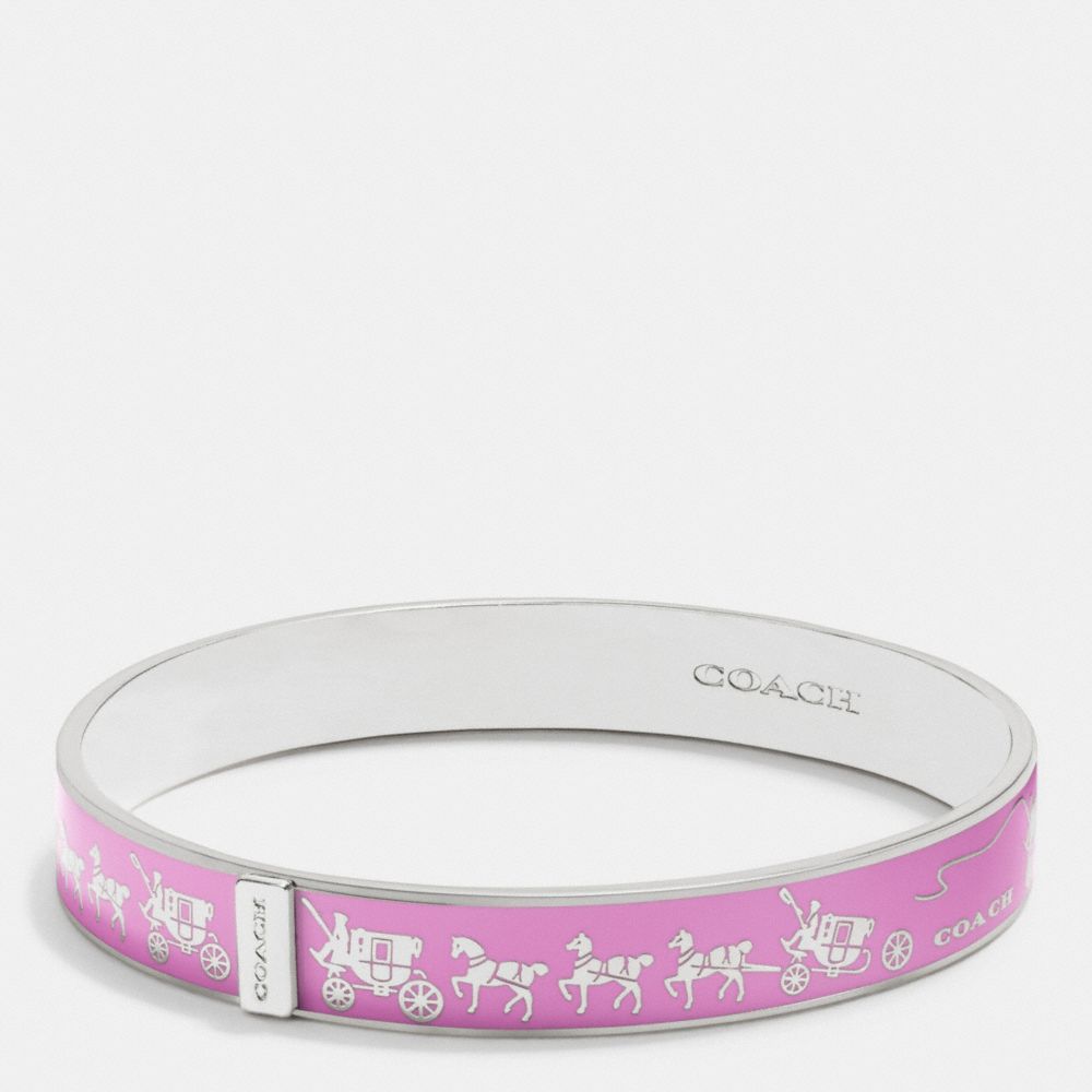 COACH f90912 HORSE AND CARRIAGE ENAMEL BANGLE SILVER/WILDFLOWER