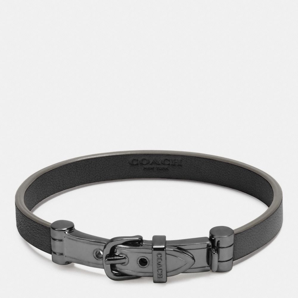 COACH LEATHER BUCKLE BRACELET - BLACK/BLACK - f90914