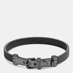 COACH F90914 Leather Buckle Bracelet BLACK/BLACK