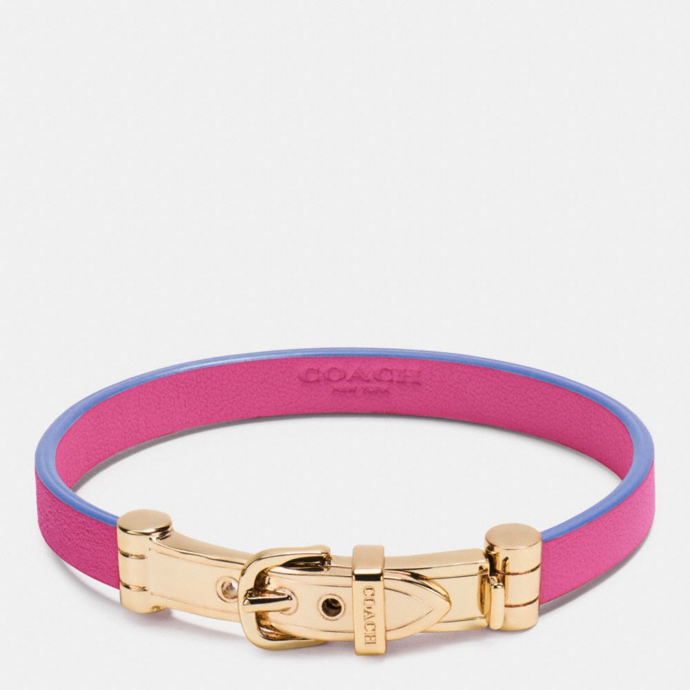 LEATHER BUCKLE BRACELET - f90914 - GOLD/DAHLIA