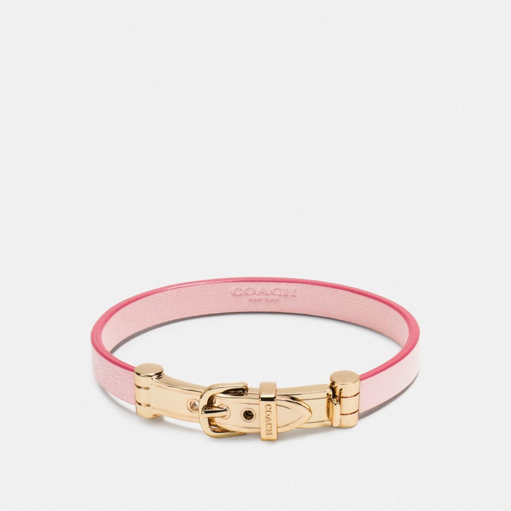 LEATHER BUCKLE BRACELET - f90914 - GOLD/PETAL