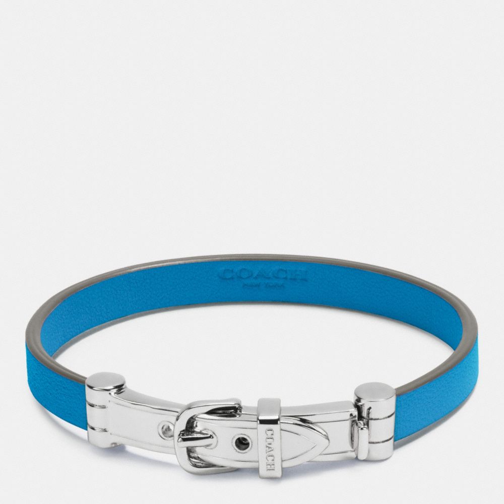 COACH F90914 - LEATHER BUCKLE BRACELET SILVER/AZURE