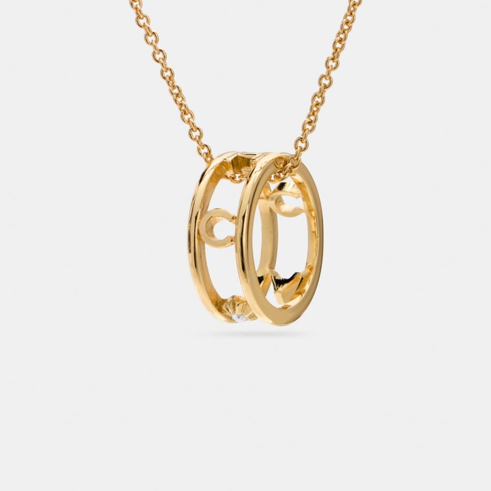 COACH f90918 PAVE COACH RING NECKLACE GOLD