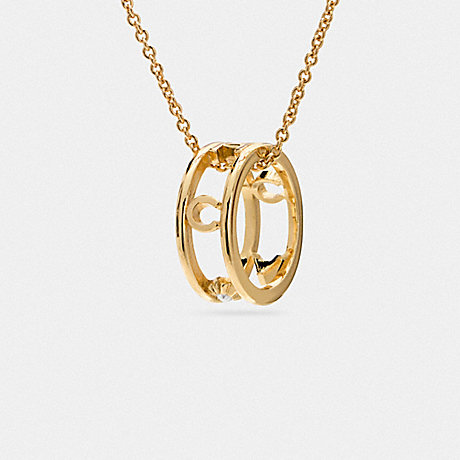 COACH PAVE COACH RING NECKLACE - GOLD - f90918