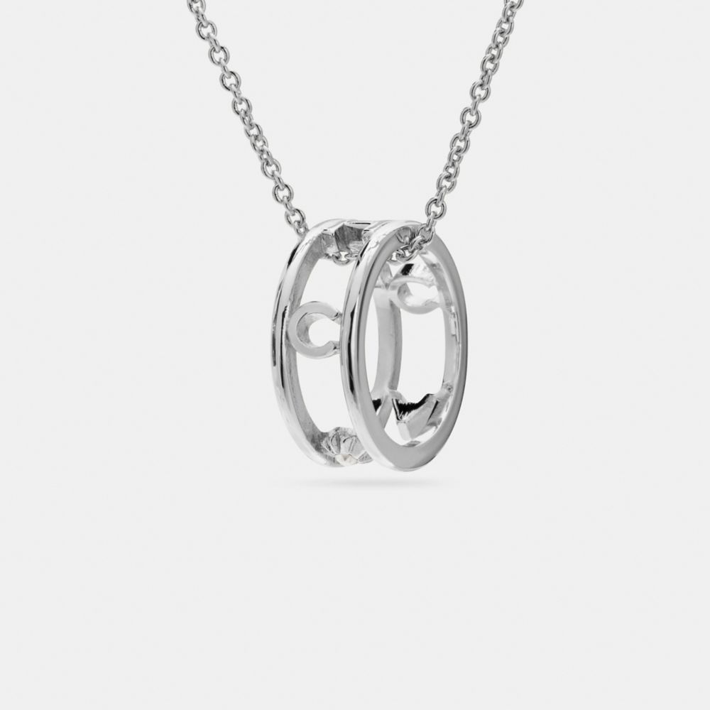 PAVE COACH RING NECKLACE - f90918 - SILVER/BLACK