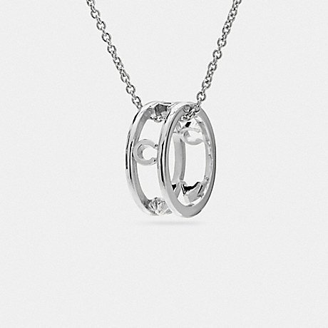 COACH PAVE COACH RING NECKLACE - SILVER/BLACK - f90918