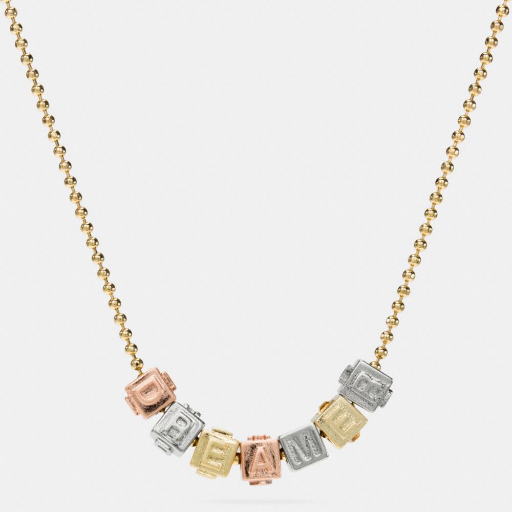 COACH f90925 DREAMER BLOCK LETTERS NECKLACE MIXED METAL