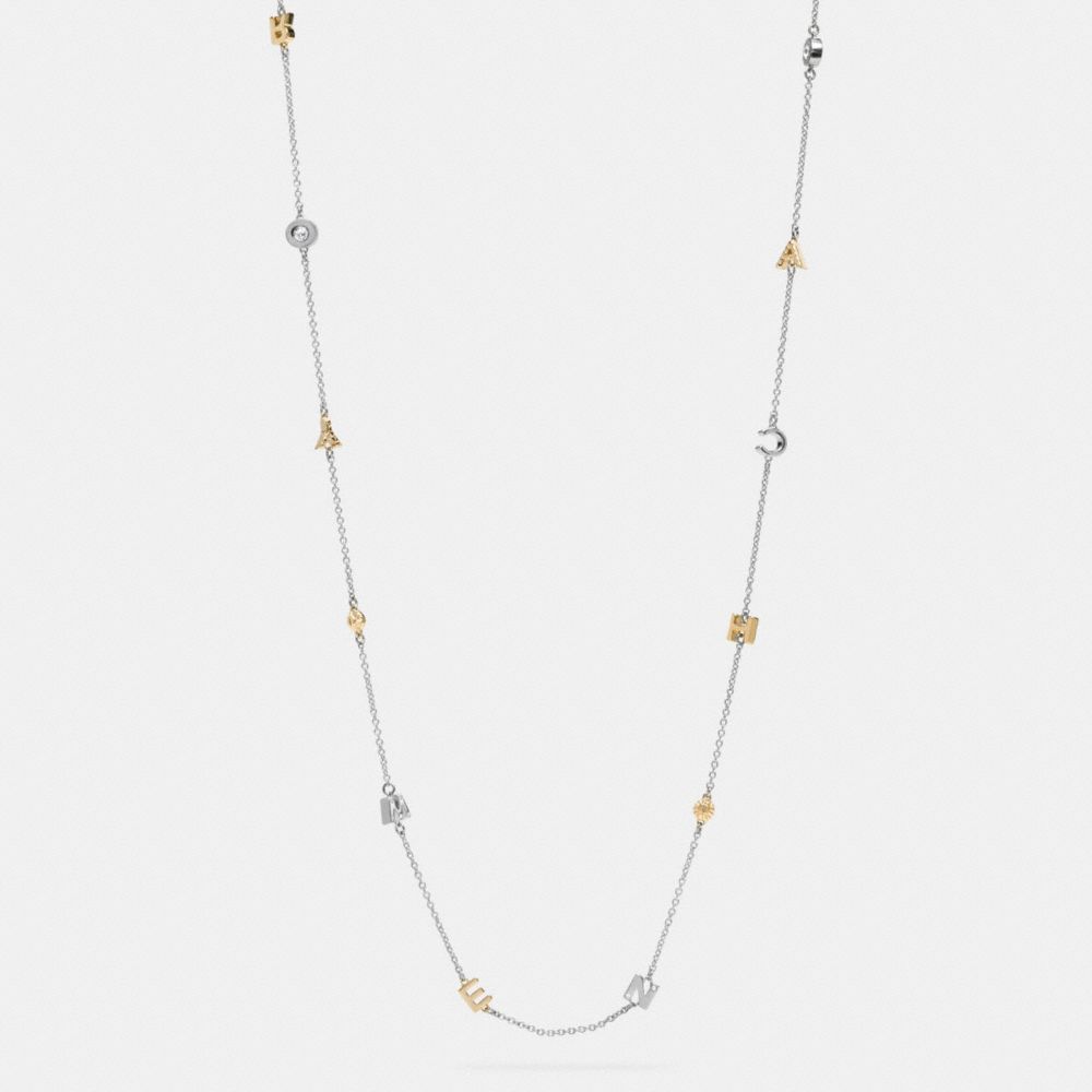 COACH LONG PAVE COACH RIVET NECKLACE - GOLD/SILVER - f90927