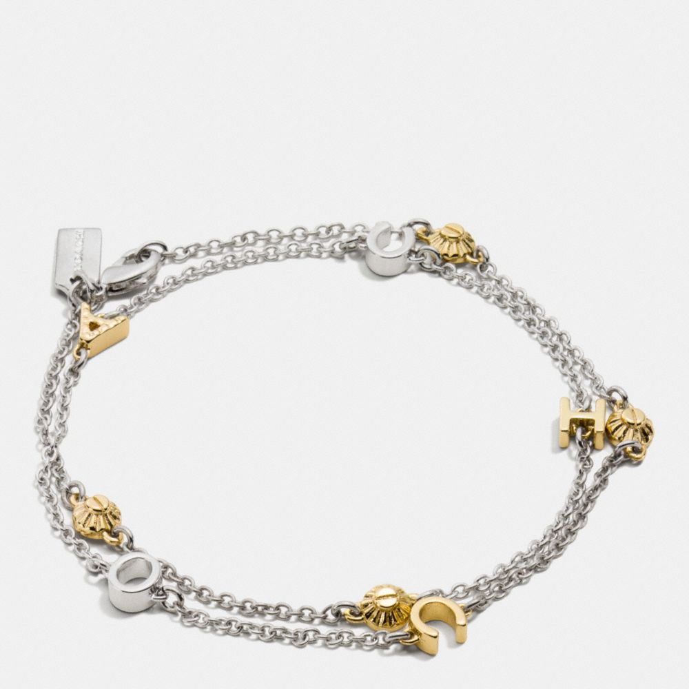 PAVE COACH RIVET BRACELET - f90931 - GOLD/SILVER