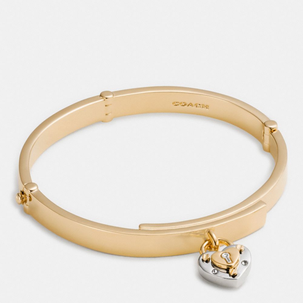 COACH F90936 PADLOCK HEART HINGED BANGLE SILVER/GOLD