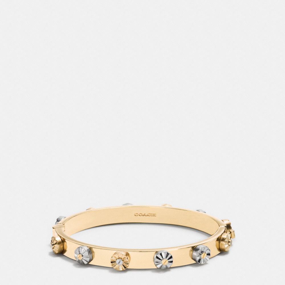 COACH f90948 DAISY RIVET HINGED BANGLE SILVER/GOLD