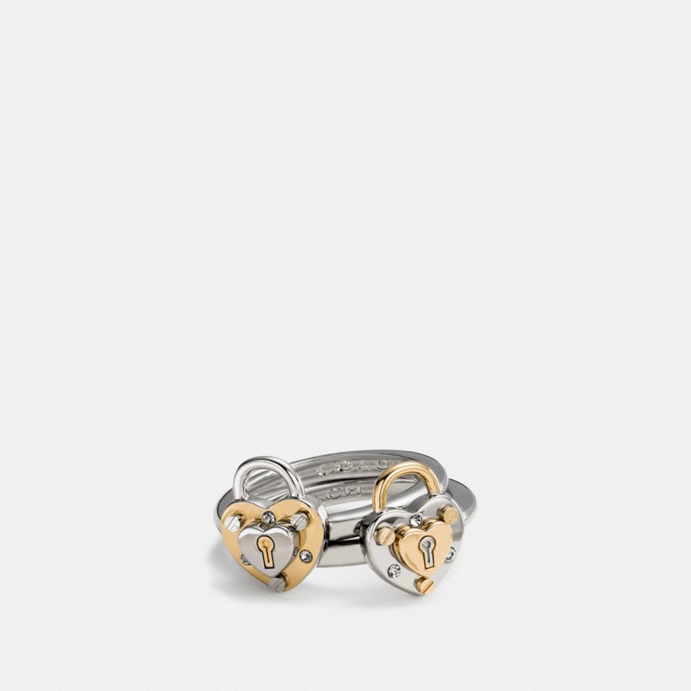 COACH F90951 Padlock Heart Ring Set SILVER/GOLD