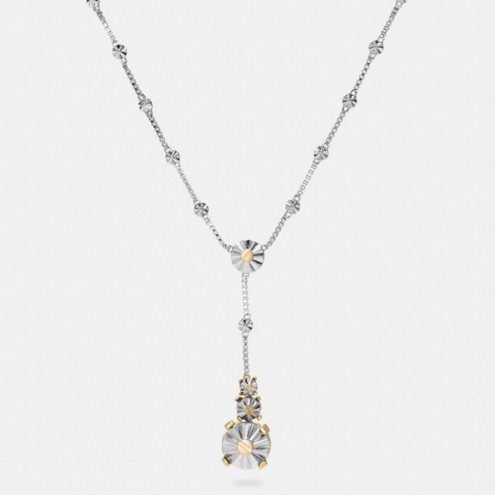 LONG DAISY RIVET DROP NECKLACE - SILVER/GOLD - COACH F90952