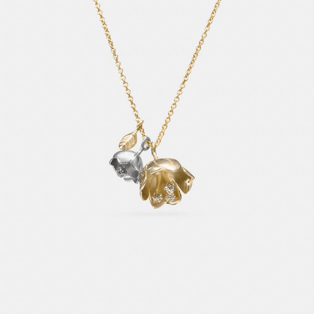 COACH F90959 Short Tea Rose Necklace SILVER/GOLD
