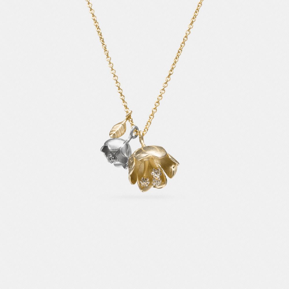 SHORT TEA ROSE NECKLACE - SILVER/GOLD - COACH F90959