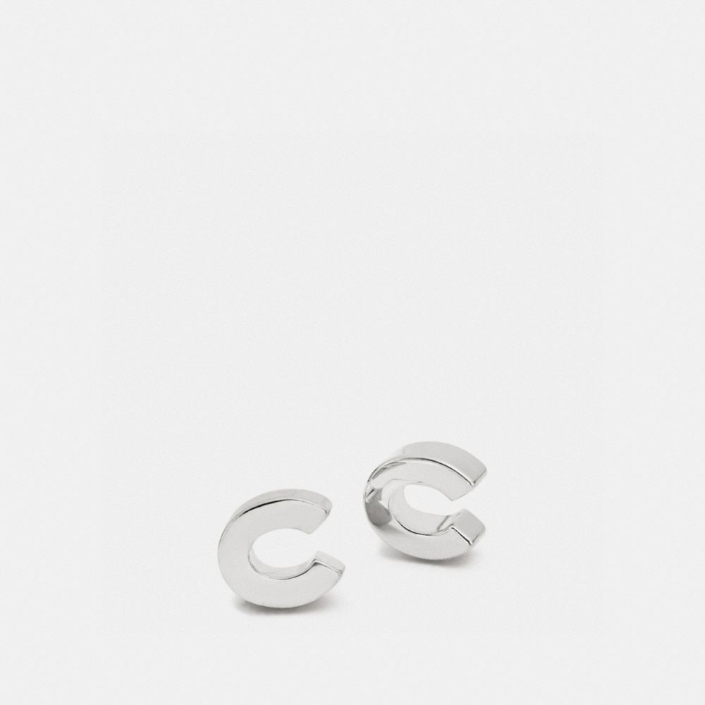 COACH C STUD EARRINGS - COACH f90980 - SILVER