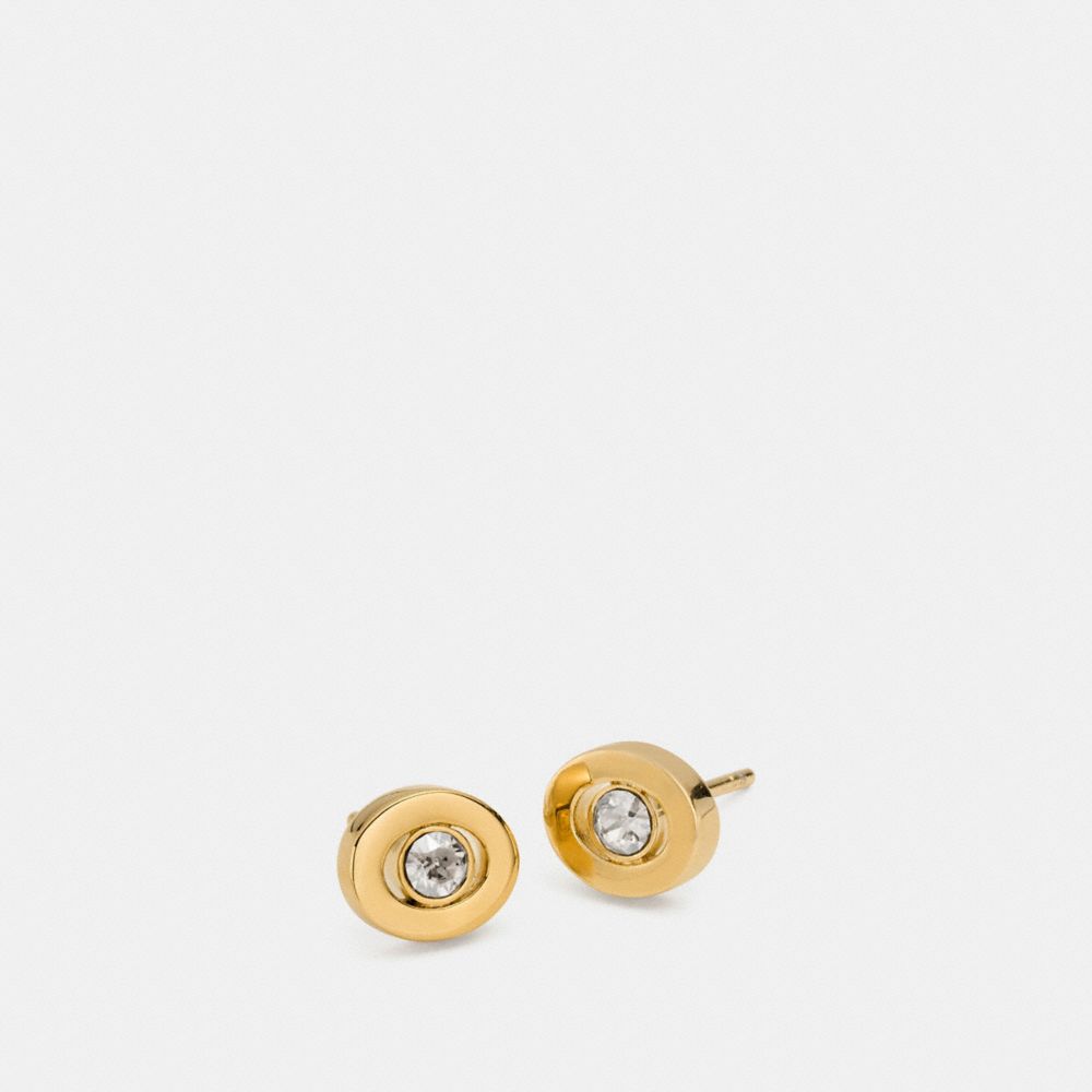 COACH F90981 PAVE STUD EARRINGS GOLD