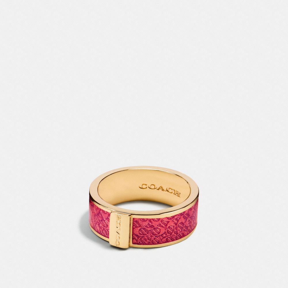 COACH ENAMEL SIGNATURE RING - GOLD/DAHLIA - f90991