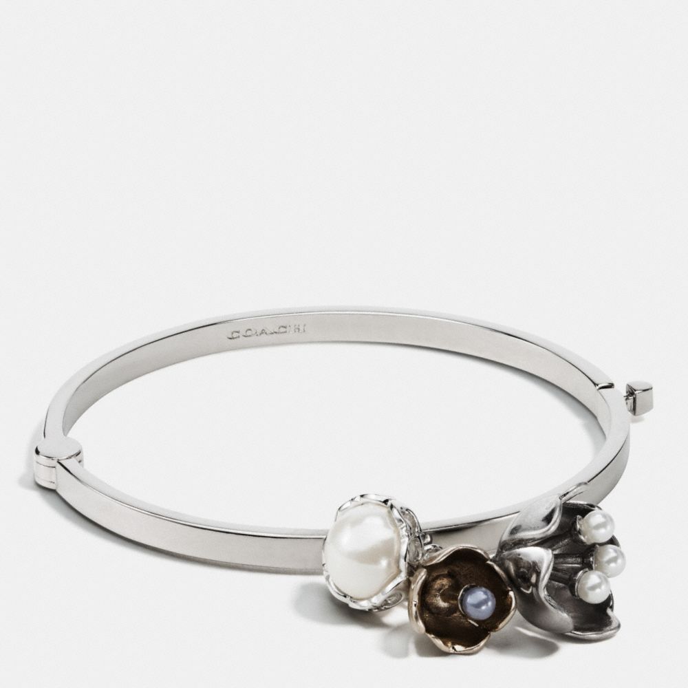 TEA ROSE PEARL CHARM BANGLE - f90995 - SILVER/GOLD