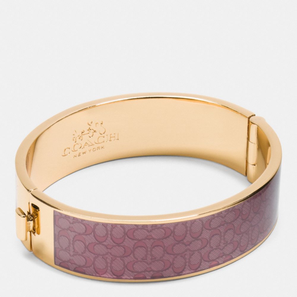 COACH F90996 - ENAMEL SIGNATURE WIDE HINGED BANGLE GOLD/PETAL