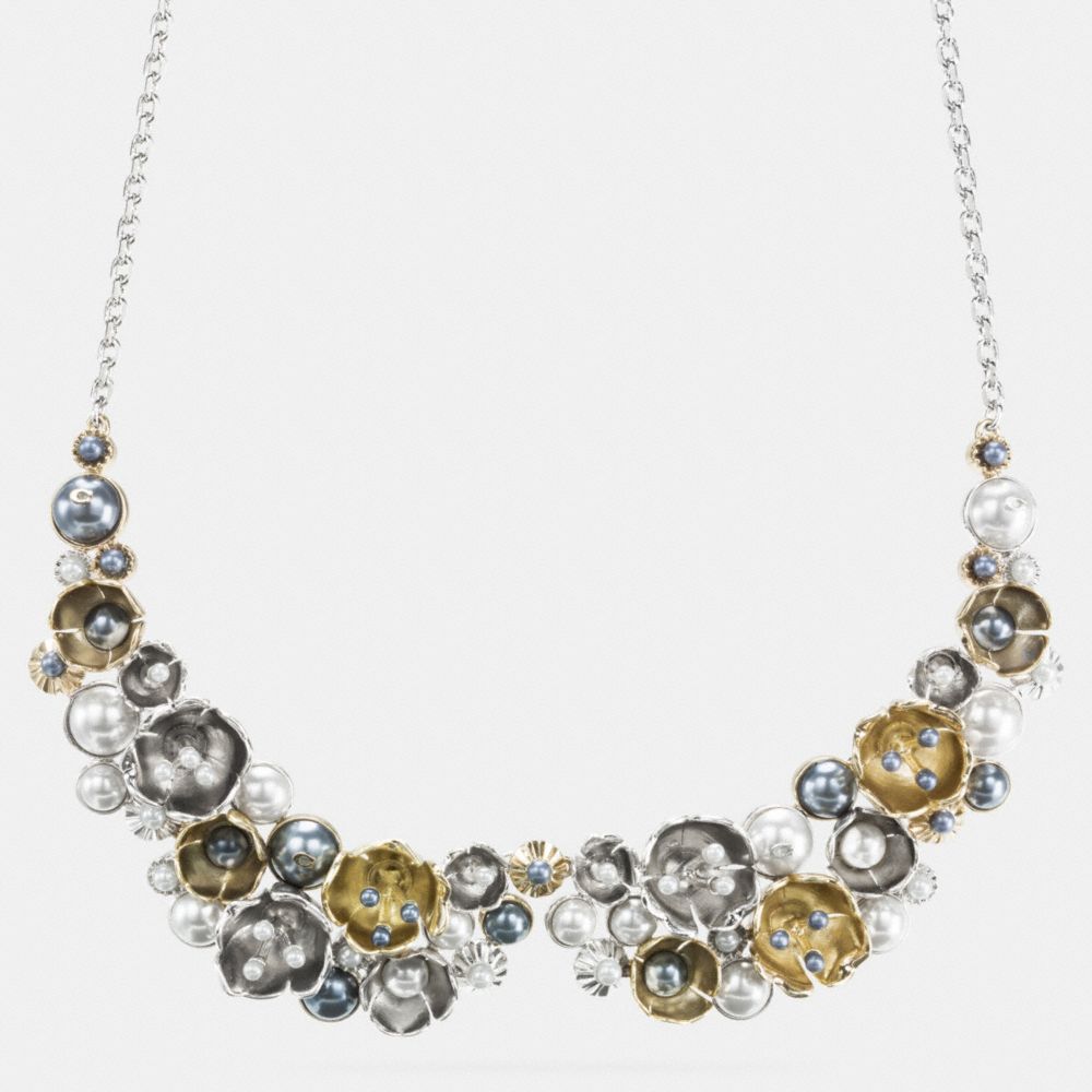 TEA ROSE PEARL NECKLACE - f91000 - SILVER/GOLD