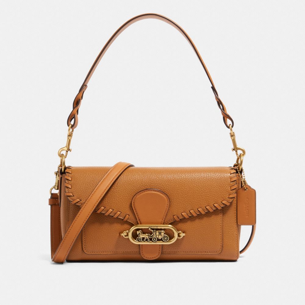 COACH F91025 - SMALL JADE SHOULDER BAG WITH WHIPSTITCH OL/LIGHT SADDLE